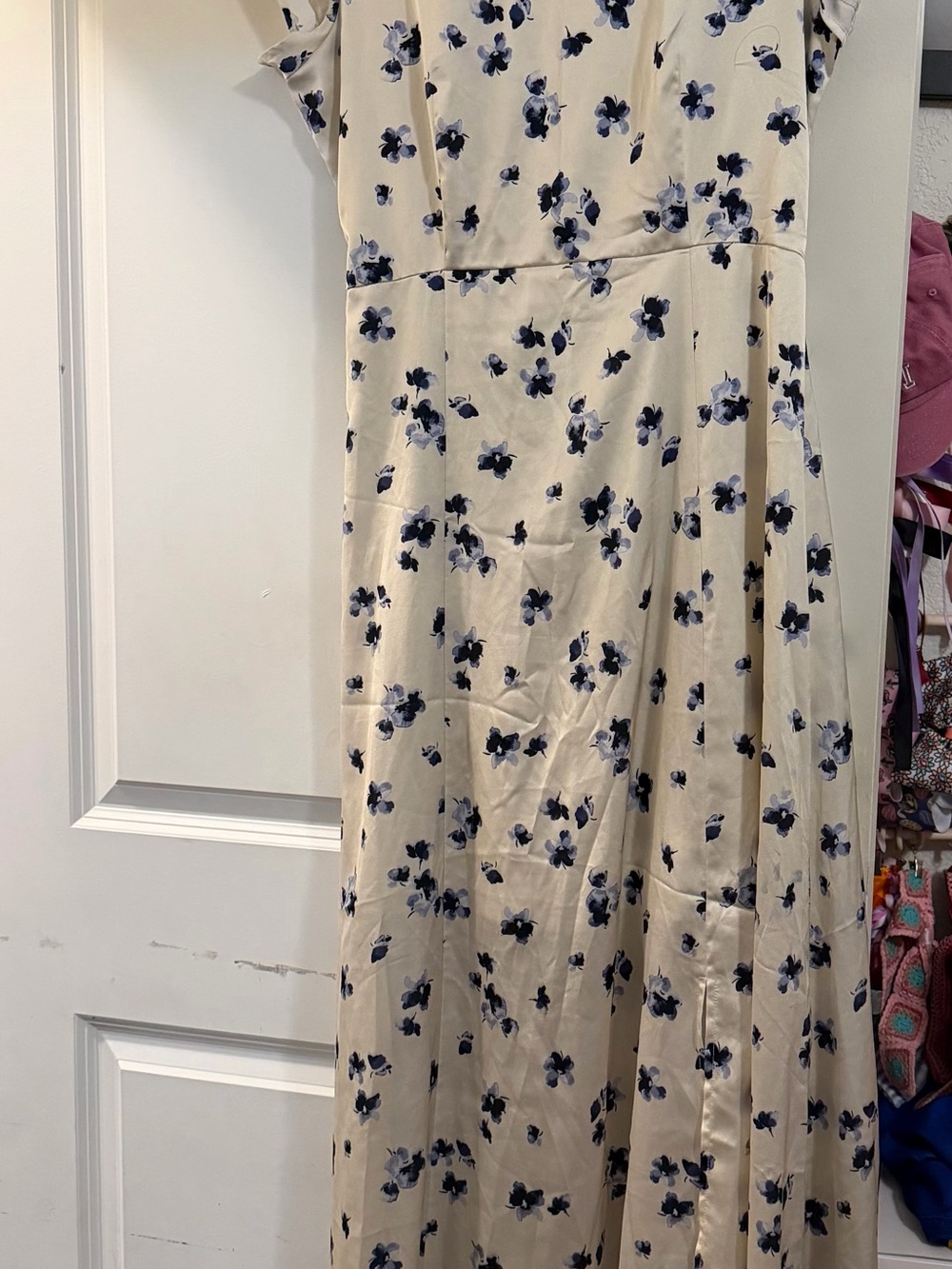 bohme Cream Maxi Dress with Navy Floral Print